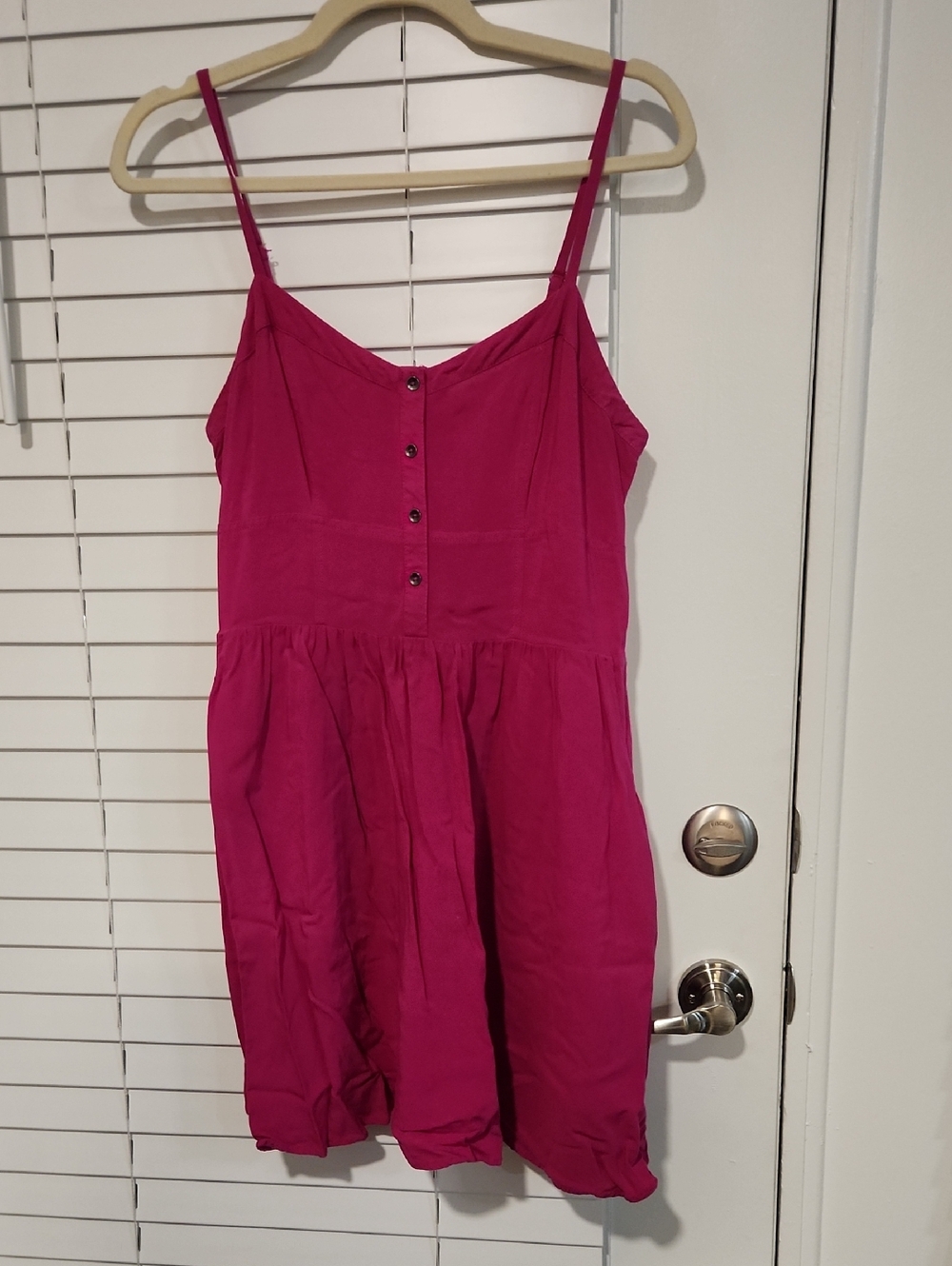 Express Bright Fuchsia Button-Front Tank Dress